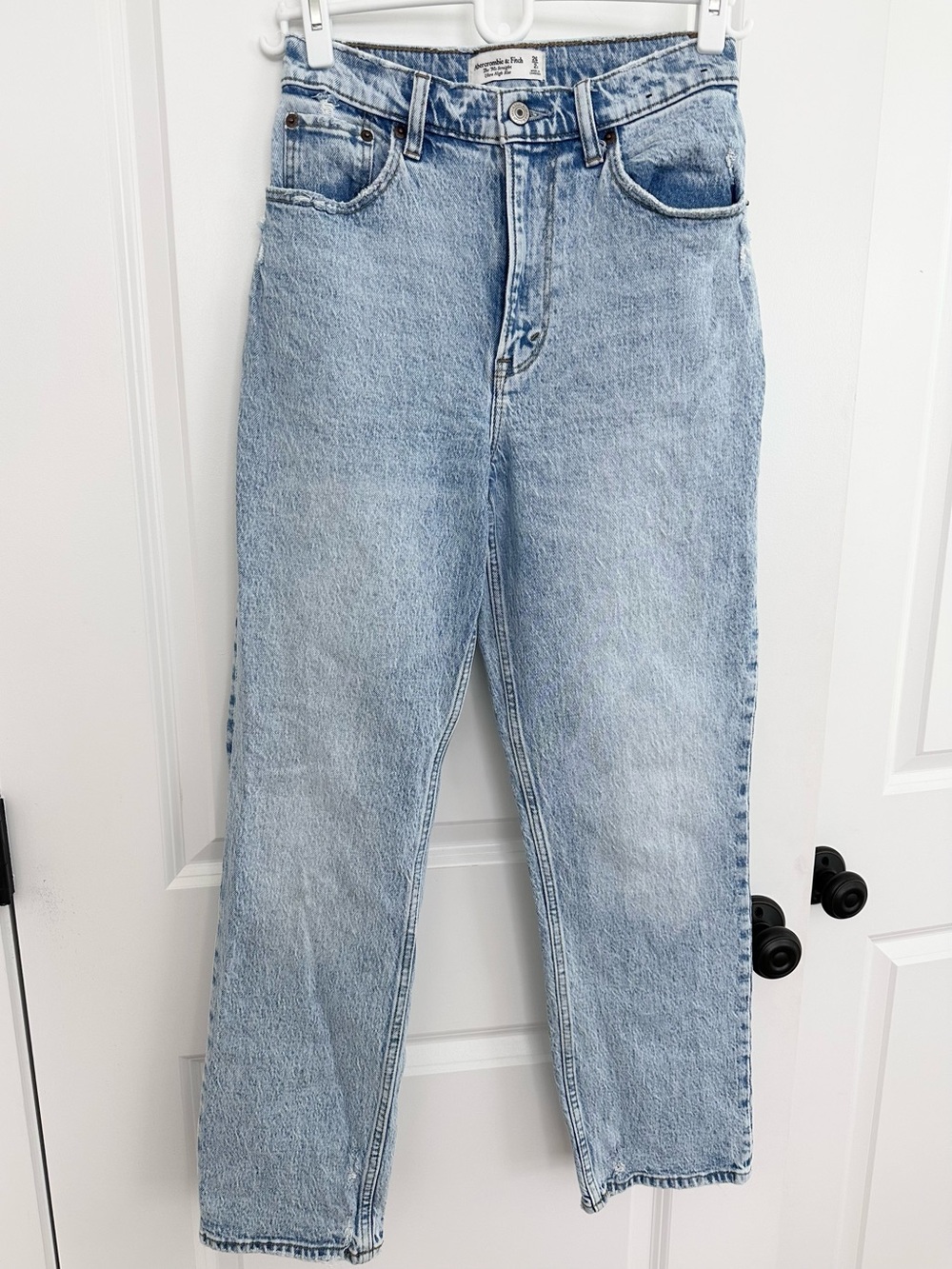 Abercrombie 90s Straight Light Acid Wash Ultra High Rise Jeans